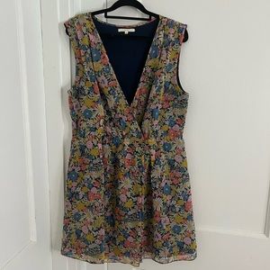 Madewell Eliot Silk Floral Faux Wrap, Babydoll Dress Sz 12